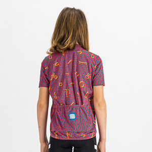 Sportful Cycling Checkmate Kid Jersey Red Blue Pompelmo