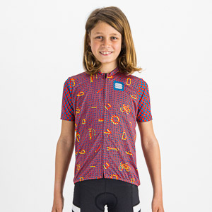 Sportful Cycling Checkmate Kid Jersey Red Blue Pompelmo