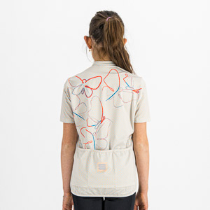 Sportful Cycling Checkmate Girl Jersey Peach Blue Sky