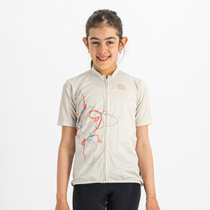 Sportful Cycling Checkmate Girl Jersey Peach Blue Sky