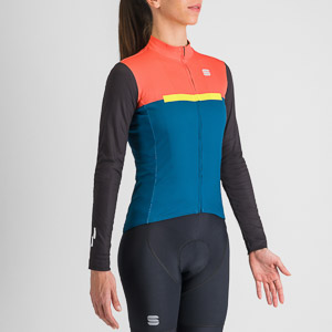 SPORTFUL CYCLING PISTA W THERMAL JERSEY TEAL BLU CORALLO BLACK CEDAR