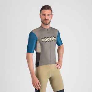 SPORTFUL CYCLING SUPERGIARA LOGO JERSEY GUN METAL/TEAL BLUE