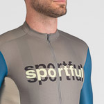 SPORTFUL CYCLING SUPERGIARA LOGO JERSEY GUN METAL/TEAL BLUE